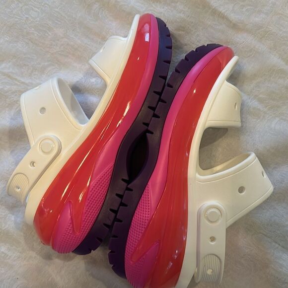 Crocs Mega Crush Sandal Size 9 White Pink Purple Platform - Picture 6 of 11